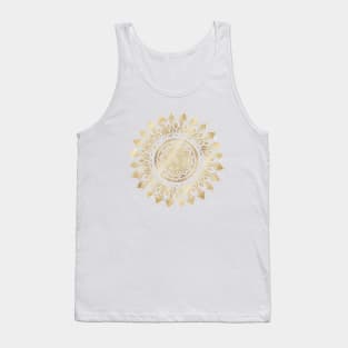 Girly White Gold Mandala Floral Tank Top